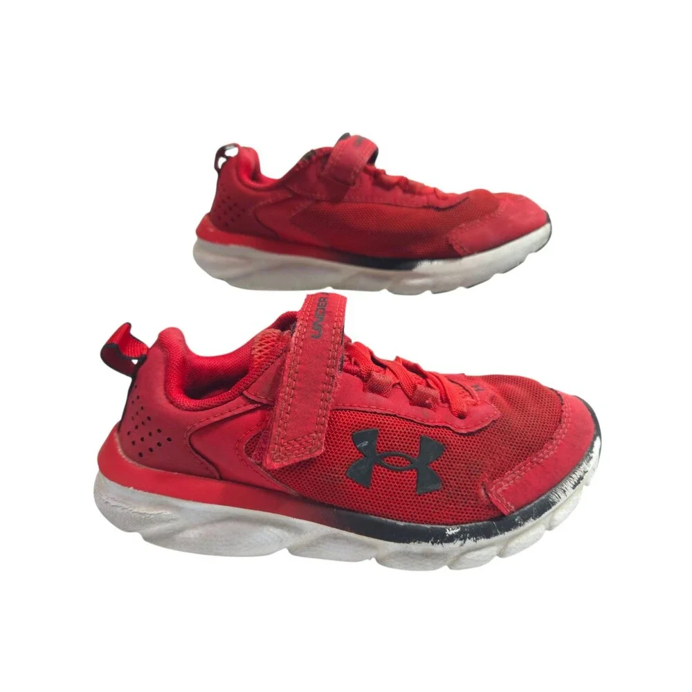 Under Armour Assert 9 Red Mesh Kids Running Shoes Size 1Y 3024851-600